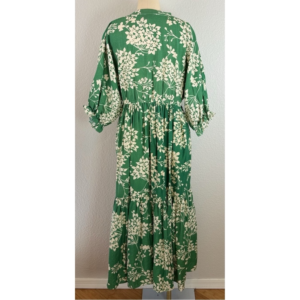 Dress Day Green Floral Maxi Dress with Cream Botanical Print Large - Picture 4 of 10